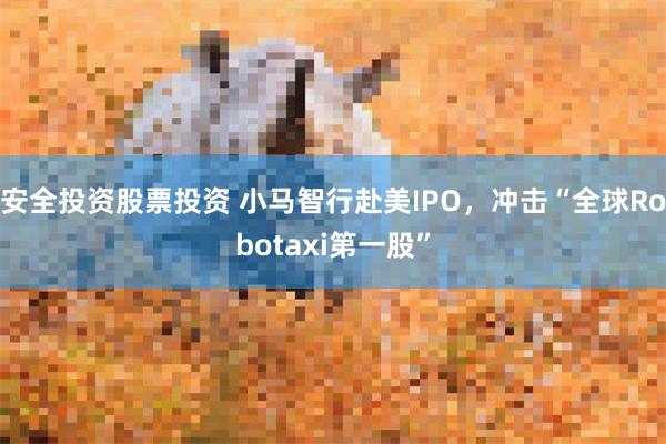 安全投资股票投资 小马智行赴美IPO，冲击“全球Robotaxi第一股”