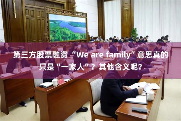 第三方股票融资 “We are family”意思真的只是“一家人”？其他含义呢？